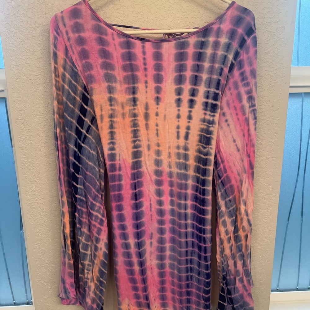 Rat & Boa Purple Pink Graphic Long Sleeve Blouse